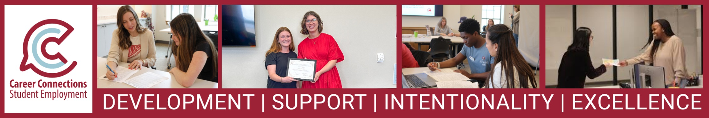 OCC Student Employment Banner: Development | Support | Intentionality | Excellenc